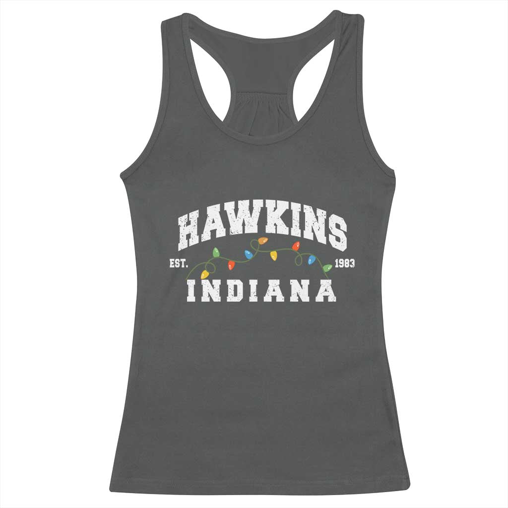 Funny Stranger Christmas Racerback Tank Top Hawkins Xmas Lights - Wonder Print Shop