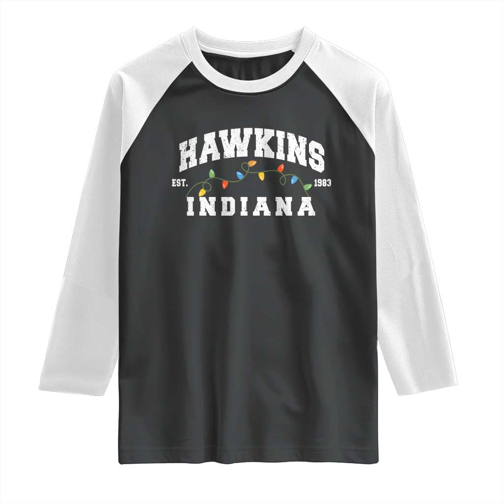 Funny Stranger Christmas Raglan Shirt Hawkins Xmas Lights - Wonder Print Shop