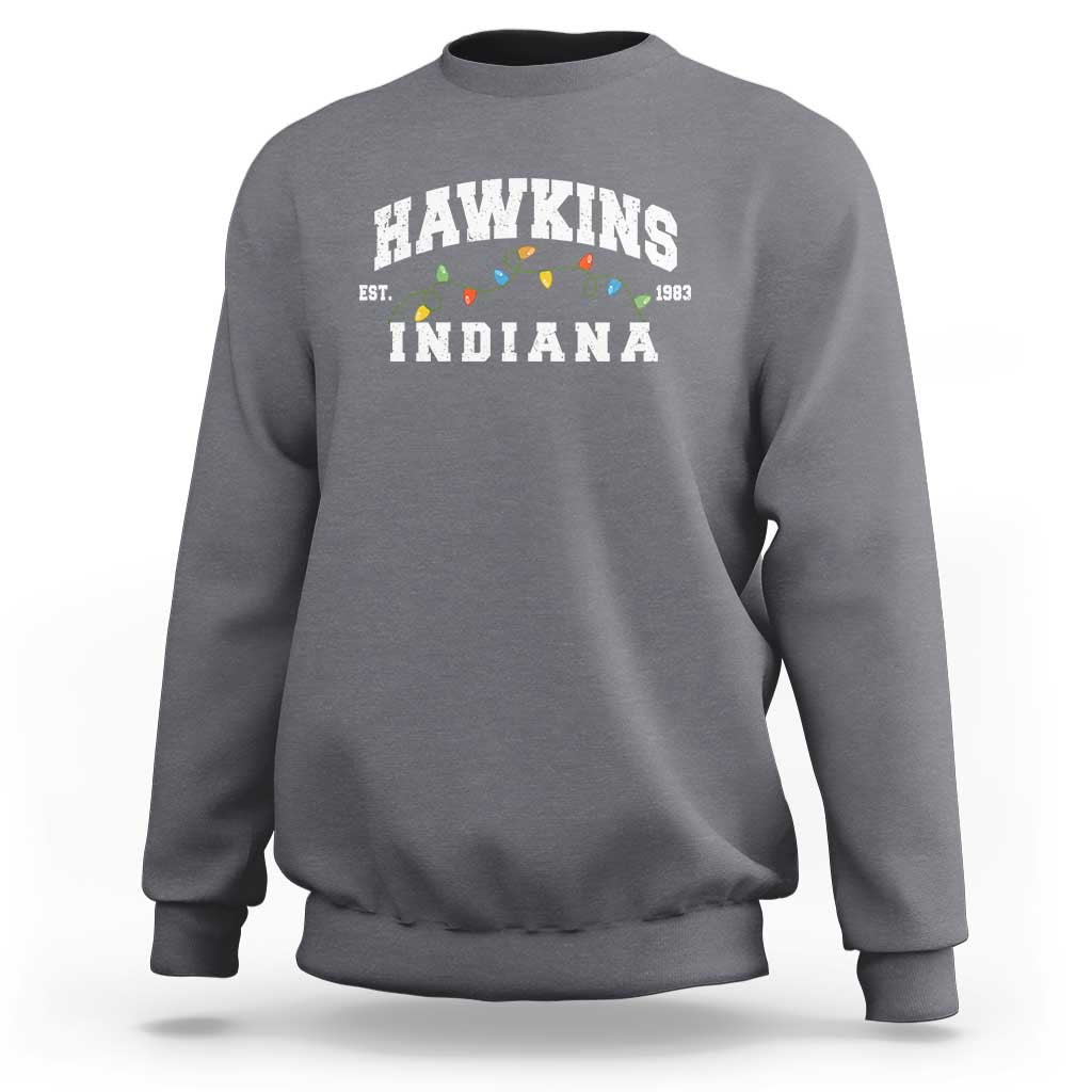 Funny Stranger Christmas Sweatshirt Hawkins Xmas Lights - Wonder Print Shop
