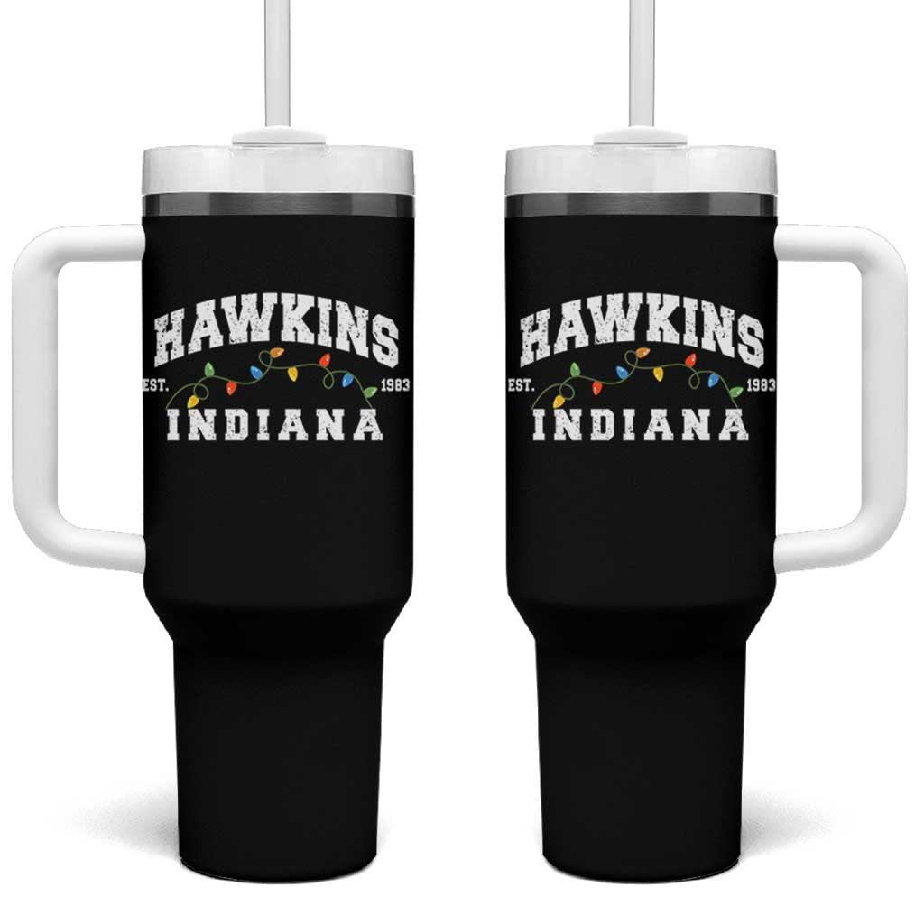 Funny Stranger Christmas Tumbler With Handle Hawkins Xmas Lights - Wonder Print Shop