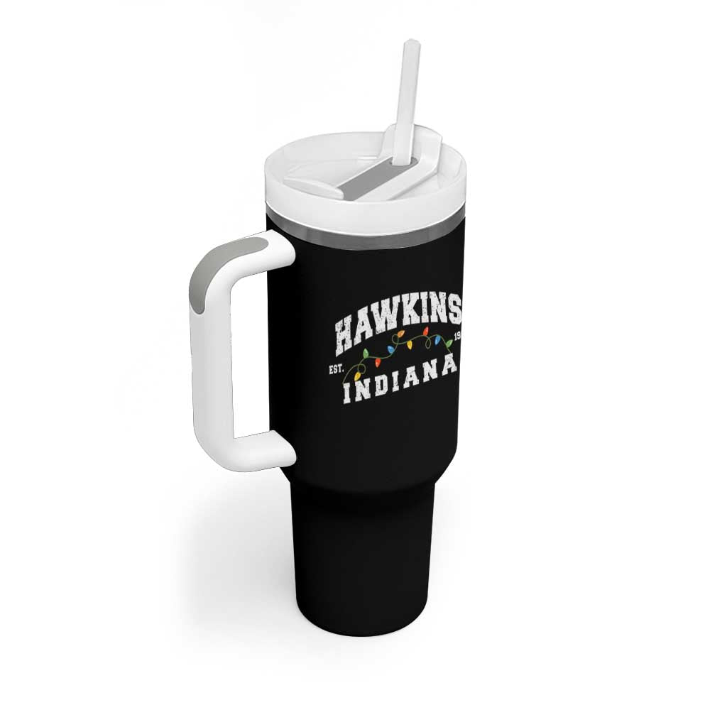 Funny Stranger Christmas Tumbler With Handle Hawkins Xmas Lights - Wonder Print Shop
