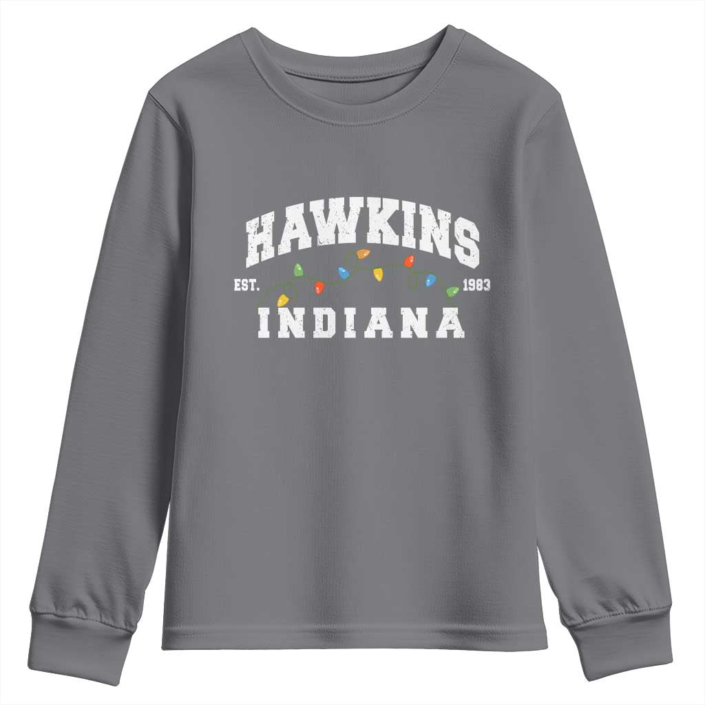 Funny Stranger Christmas Youth Sweatshirt Hawkins Xmas Lights - Wonder Print Shop