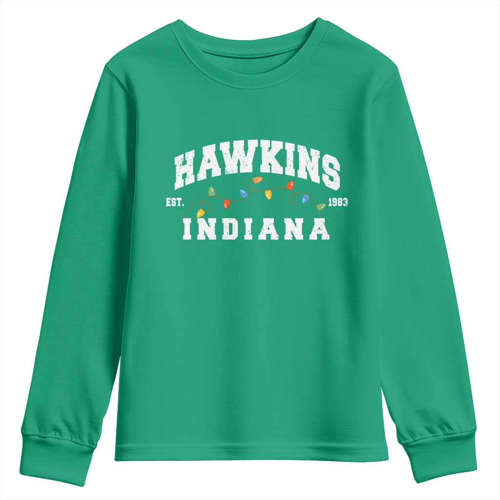 Funny Stranger Christmas Youth Sweatshirt Hawkins Xmas Lights - Wonder Print Shop