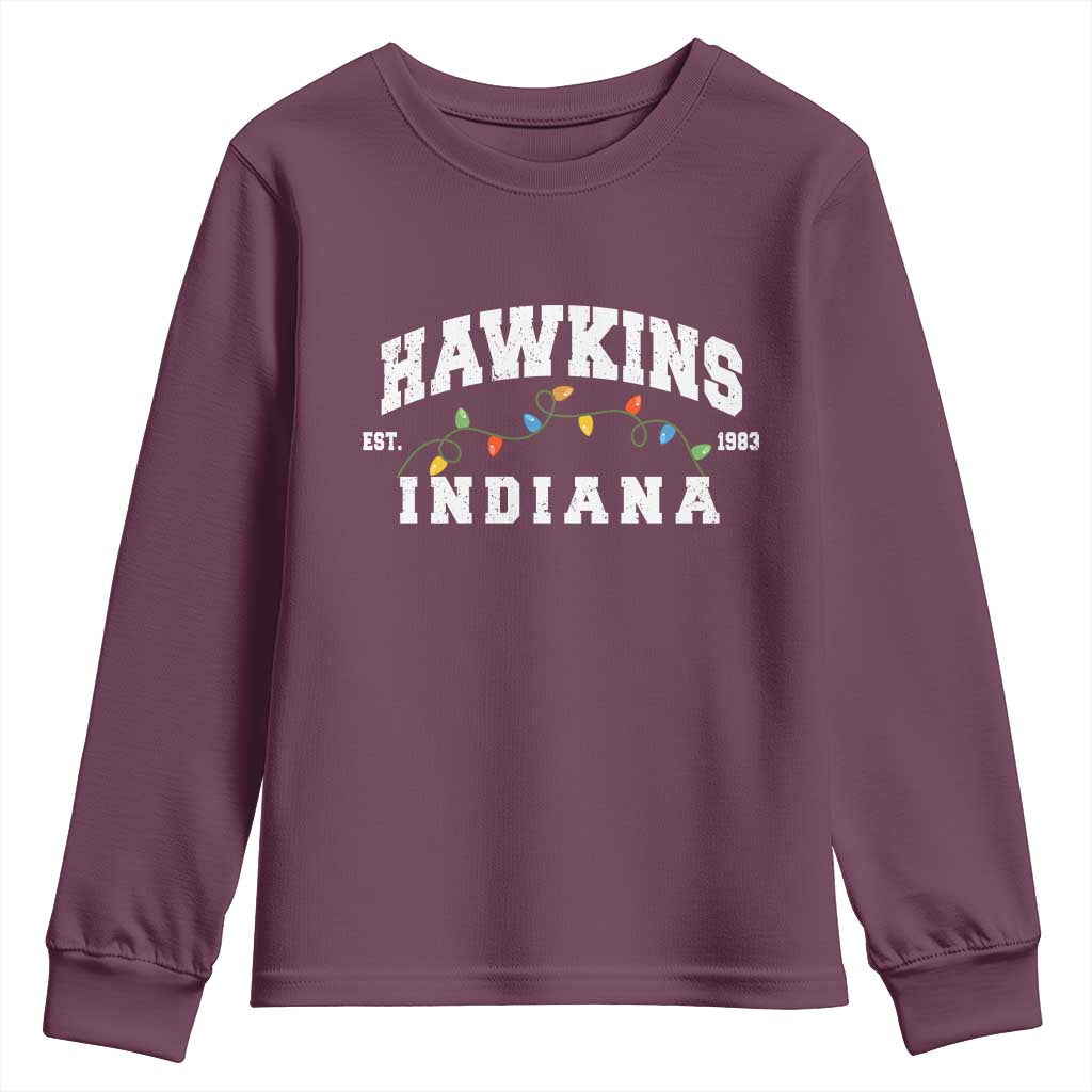 Funny Stranger Christmas Youth Sweatshirt Hawkins Xmas Lights - Wonder Print Shop