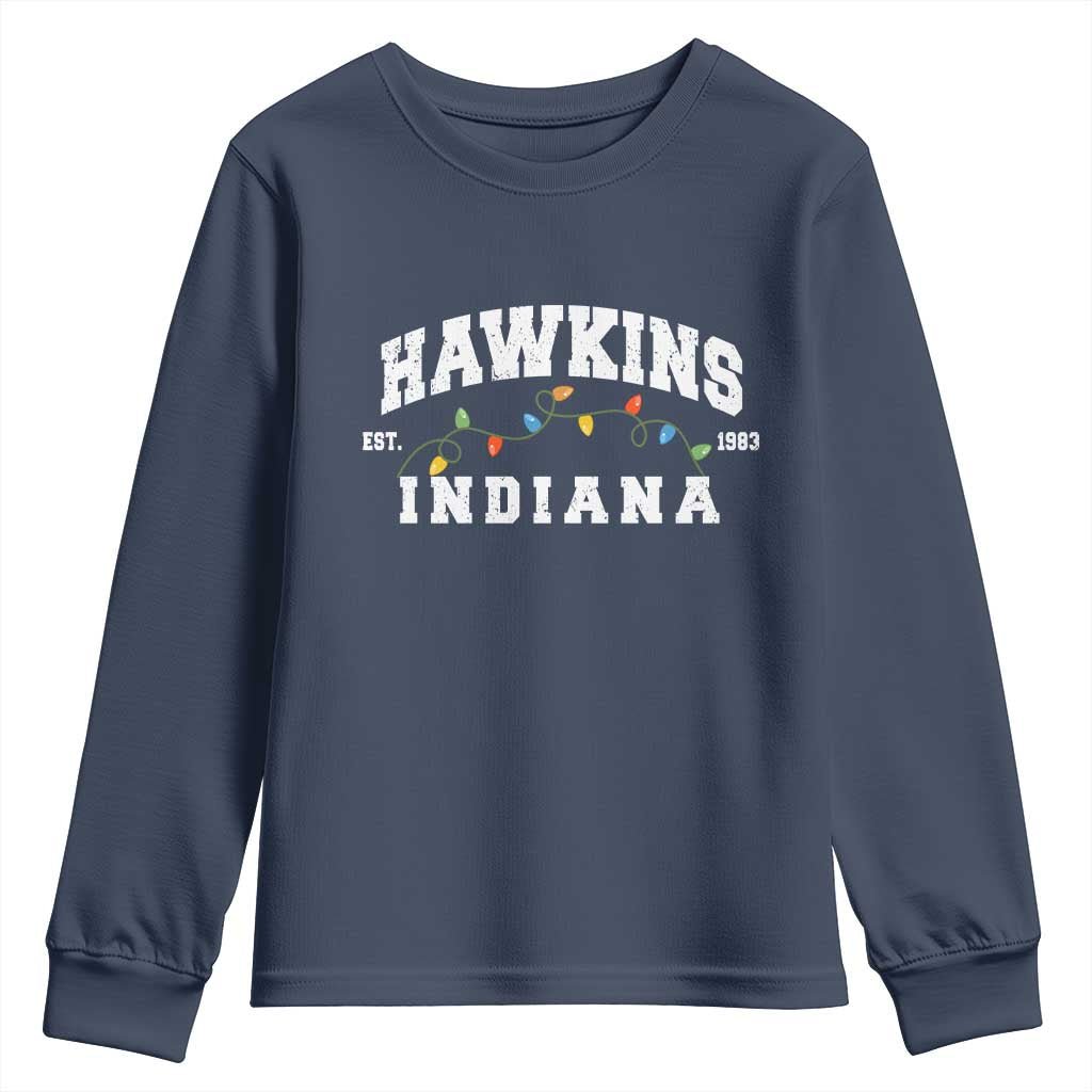 Funny Stranger Christmas Youth Sweatshirt Hawkins Xmas Lights - Wonder Print Shop
