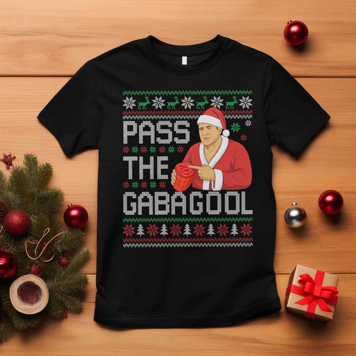 Funny Pass The Gabagool Christmas T Shirt Italian Food Xmas Mafia Gangster Movie - Wonder Print Shop