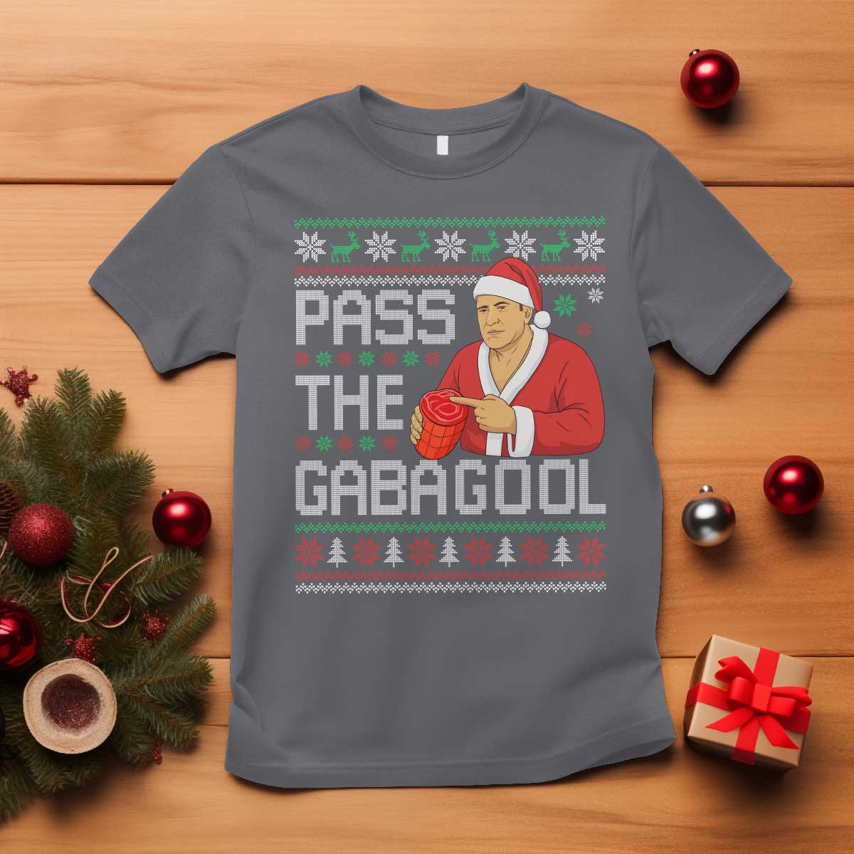 Funny Pass The Gabagool Christmas T Shirt Italian Food Xmas Mafia Gangster Movie - Wonder Print Shop