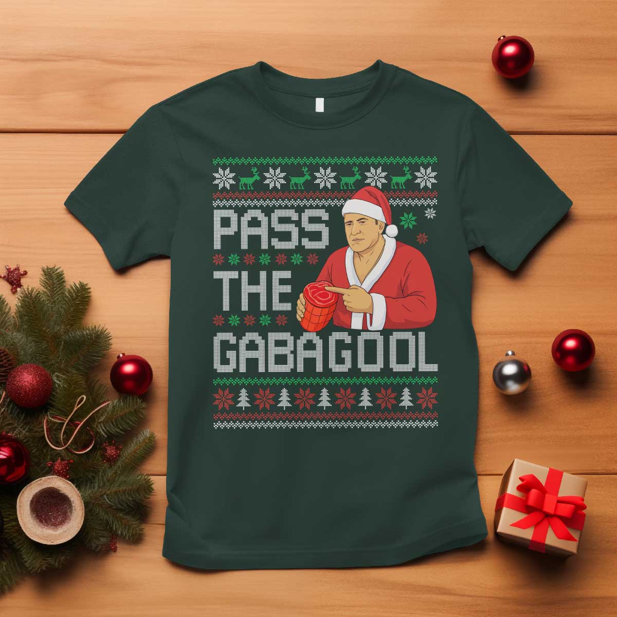 Funny Pass The Gabagool Christmas T Shirt Italian Food Xmas Mafia Gangster Movie - Wonder Print Shop