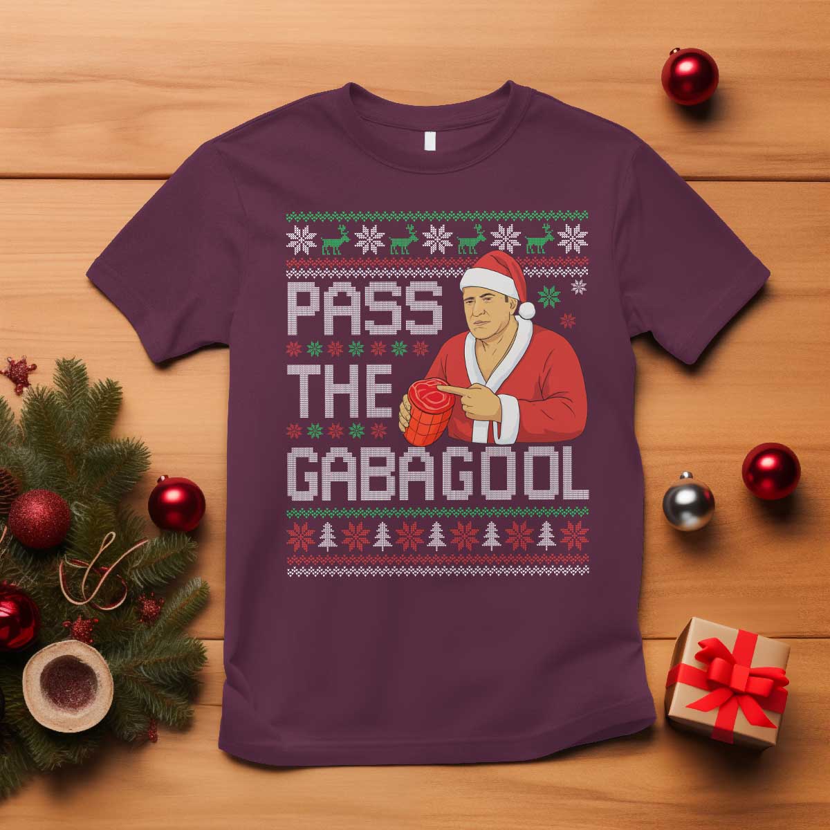 Funny Pass The Gabagool Christmas T Shirt Italian Food Xmas Mafia Gangster Movie - Wonder Print Shop