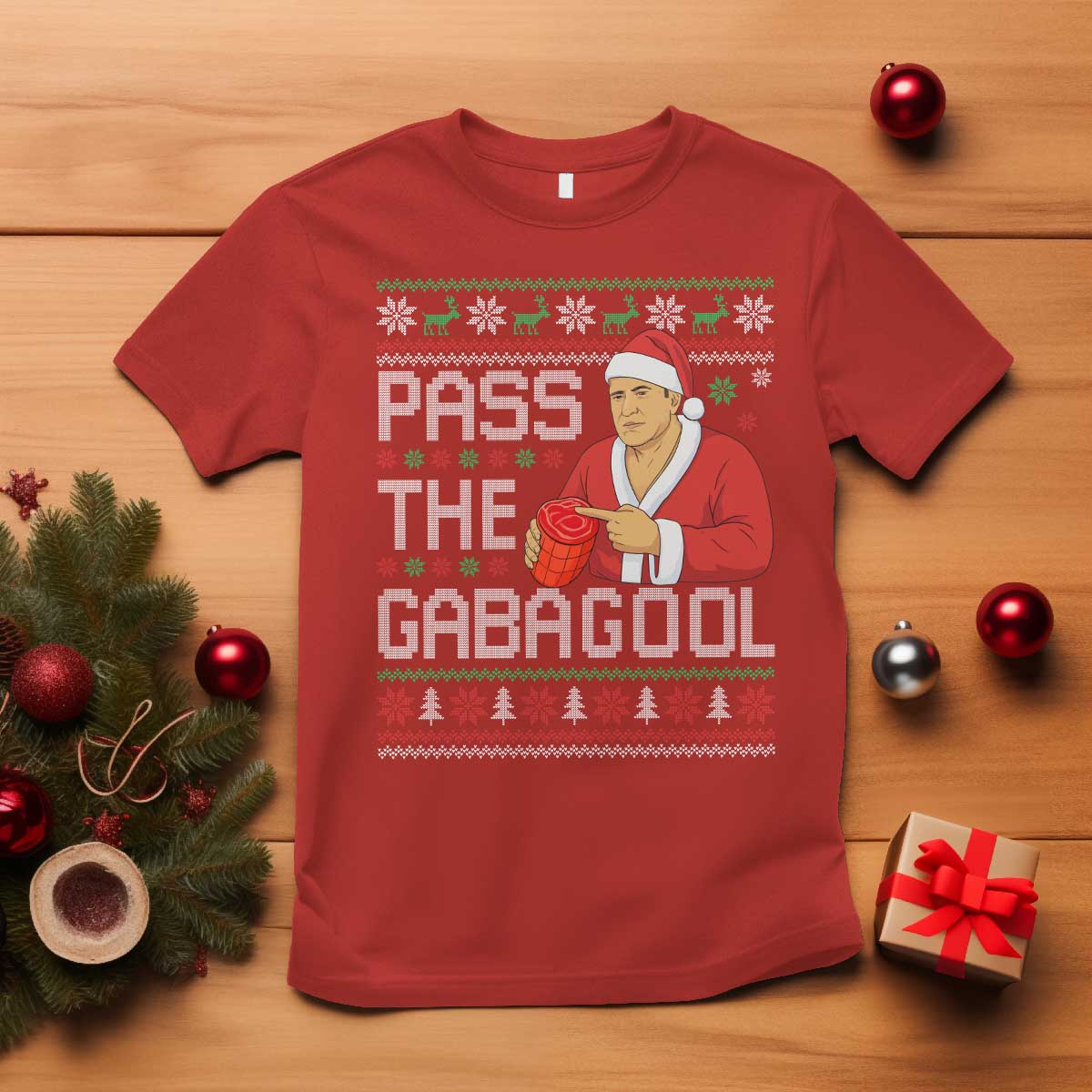Funny Pass The Gabagool Christmas T Shirt Italian Food Xmas Mafia Gangster Movie - Wonder Print Shop