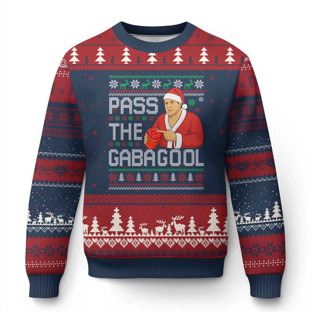 Funny Pass The Gabagool Xmas Ugly Christmas Sweater Italian Food Xmas Mafia Gangster Movie - Wonder Print Shop