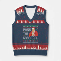 Funny Pass The Gabagool Xmas V-Neck Knit Sweater Vest Italian Food Xmas Mafia Gangster Movie - Wonder Print Shop
