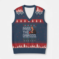 Funny Pass The Gabagool Xmas V-Neck Knit Sweater Vest Italian Food Xmas Mafia Movie - Wonder Print Shop