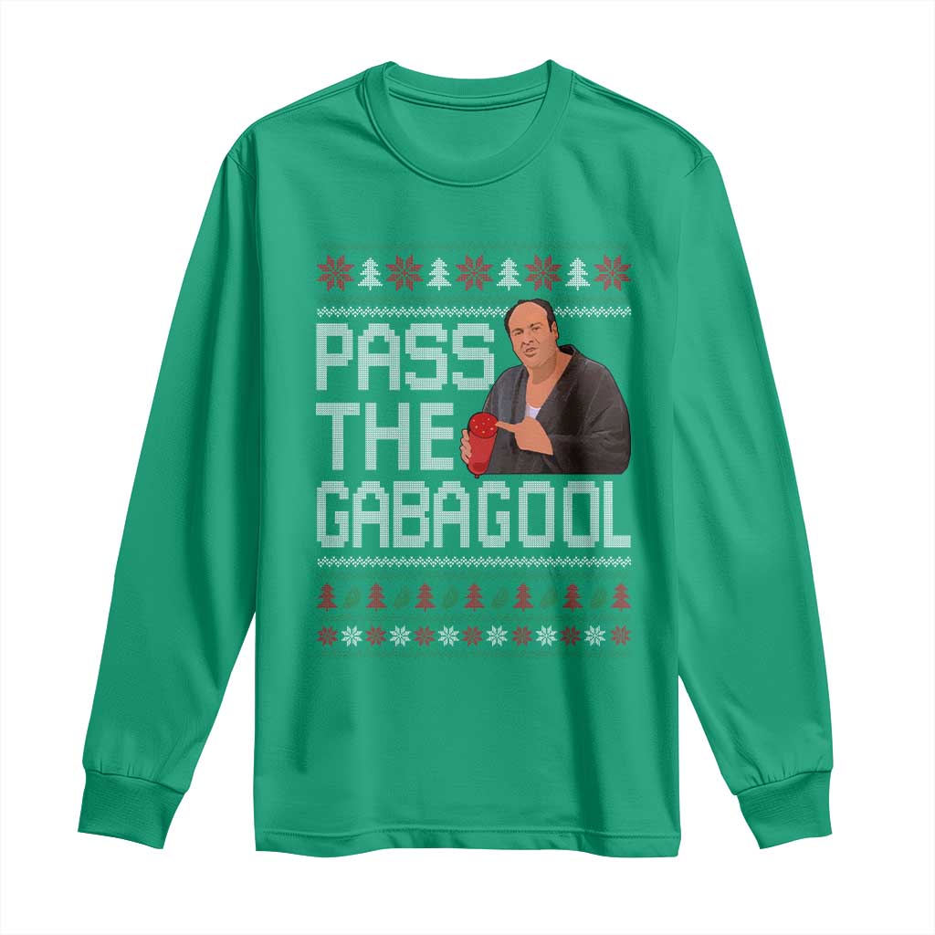 Funny Pass The Gabagool Christmas Long Sleeve Shirt Italian Food Xmas Mafia Movie - Wonder Print Shop