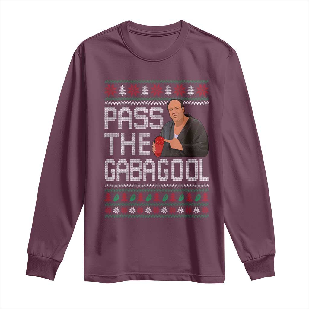 Funny Pass The Gabagool Christmas Long Sleeve Shirt Italian Food Xmas Mafia Movie - Wonder Print Shop