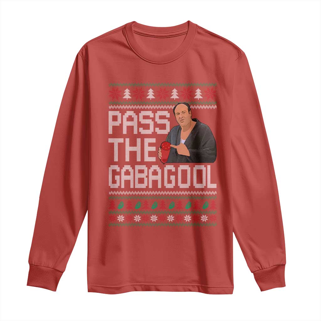 Funny Pass The Gabagool Christmas Long Sleeve Shirt Italian Food Xmas Mafia Movie - Wonder Print Shop