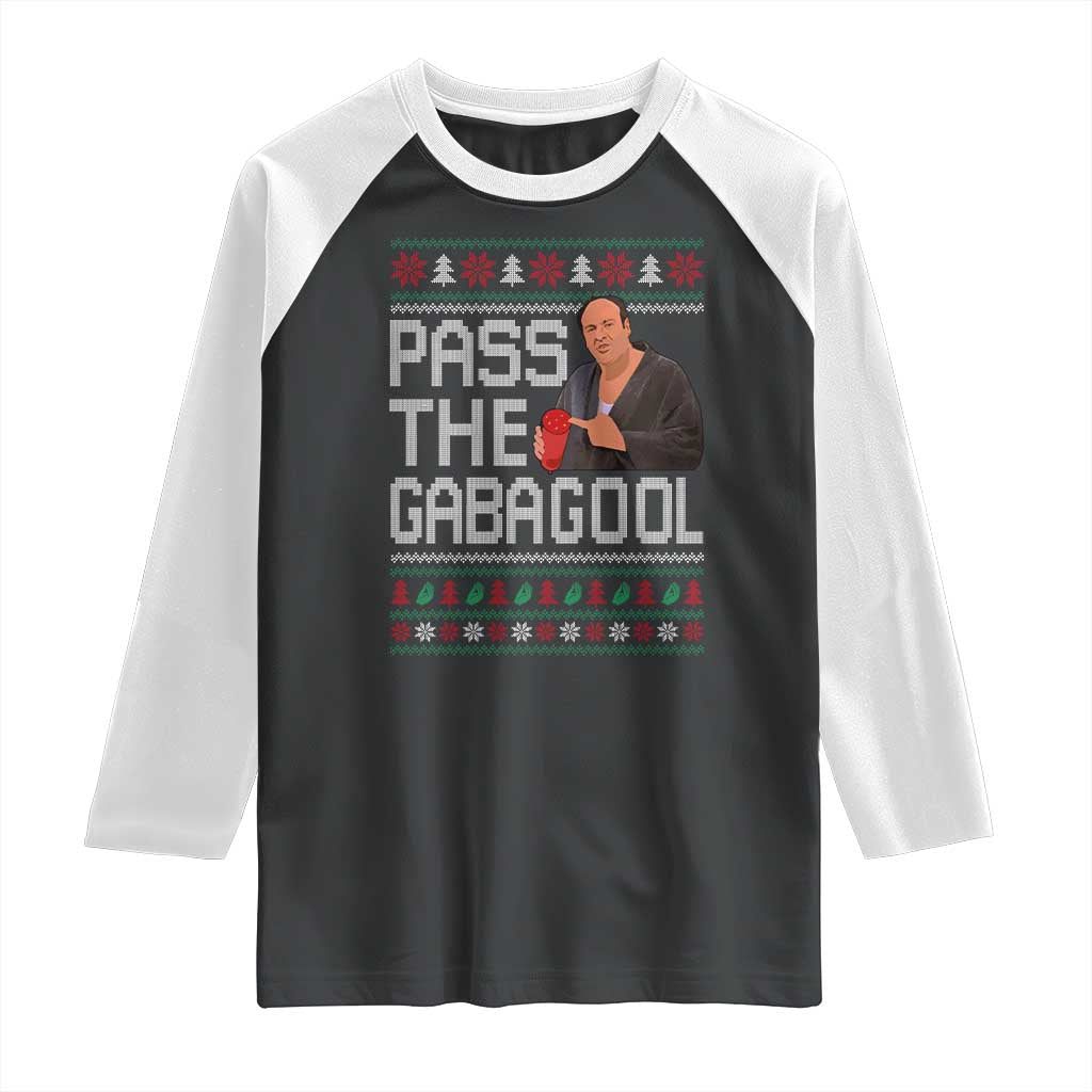 Funny Pass The Gabagool Christmas Raglan Shirt Italian Food Xmas Mafia Movie - Wonder Print Shop