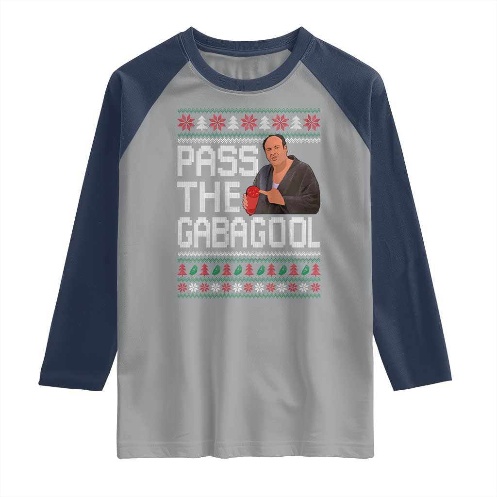 Funny Pass The Gabagool Christmas Raglan Shirt Italian Food Xmas Mafia Movie - Wonder Print Shop