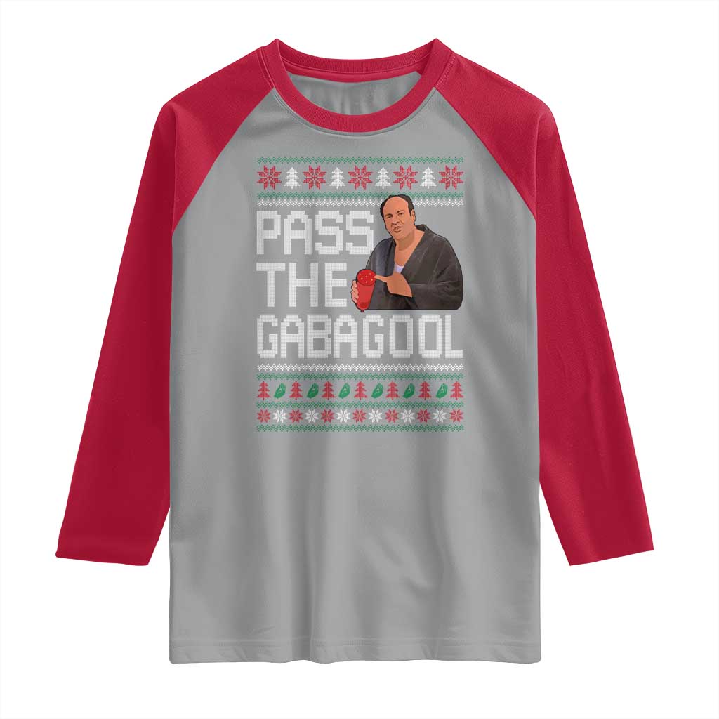 Funny Pass The Gabagool Christmas Raglan Shirt Italian Food Xmas Mafia Movie - Wonder Print Shop