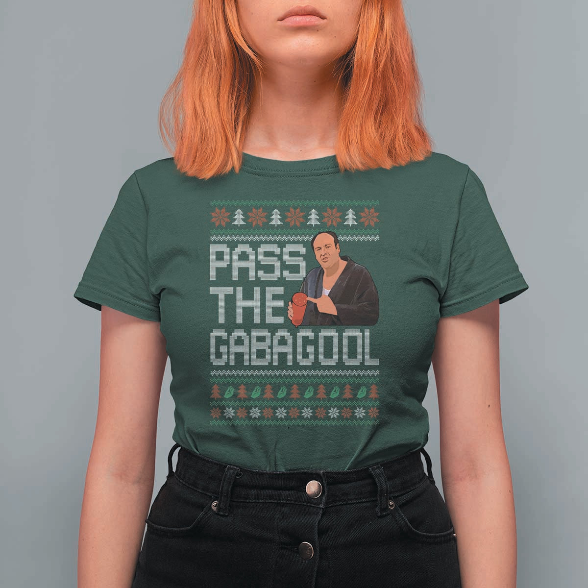 Funny Pass The Gabagool Christmas T Shirt For Women Italian Food Xmas Mafia Movie - Wonder Print Shop