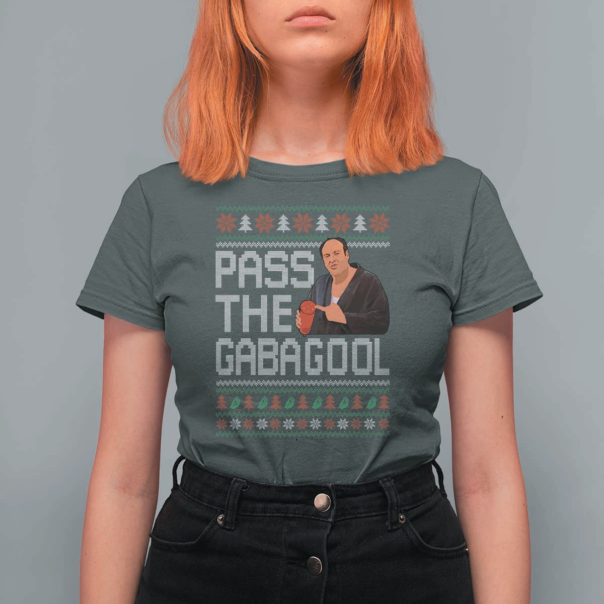 Funny Pass The Gabagool Christmas T Shirt For Women Italian Food Xmas Mafia Movie - Wonder Print Shop