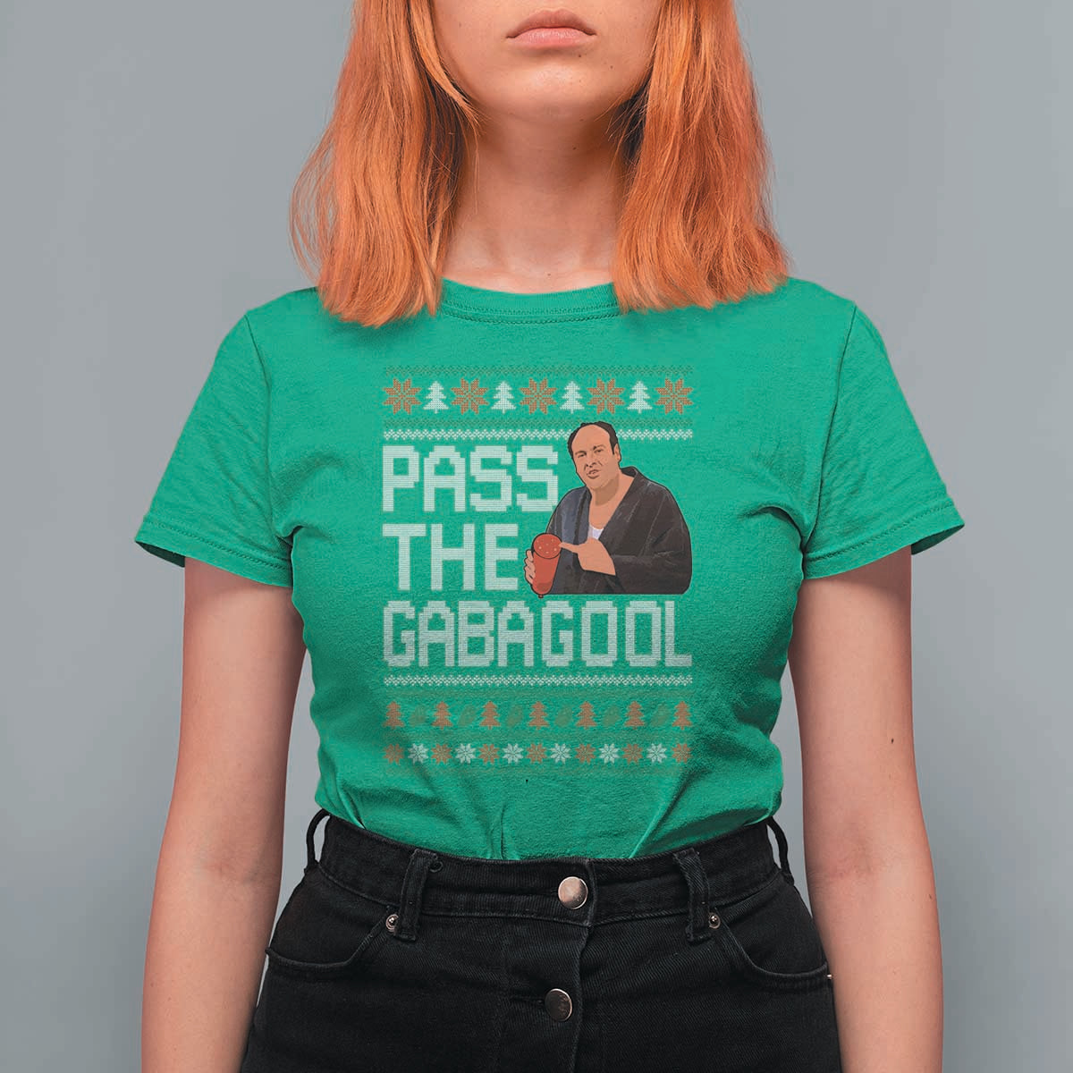Funny Pass The Gabagool Christmas T Shirt For Women Italian Food Xmas Mafia Movie - Wonder Print Shop