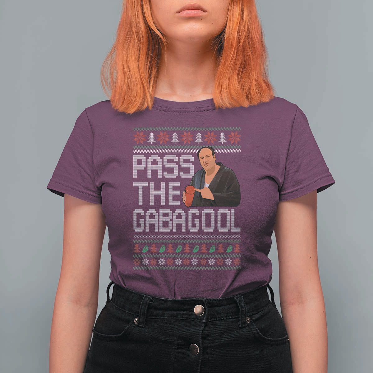 Funny Pass The Gabagool Christmas T Shirt For Women Italian Food Xmas Mafia Movie - Wonder Print Shop