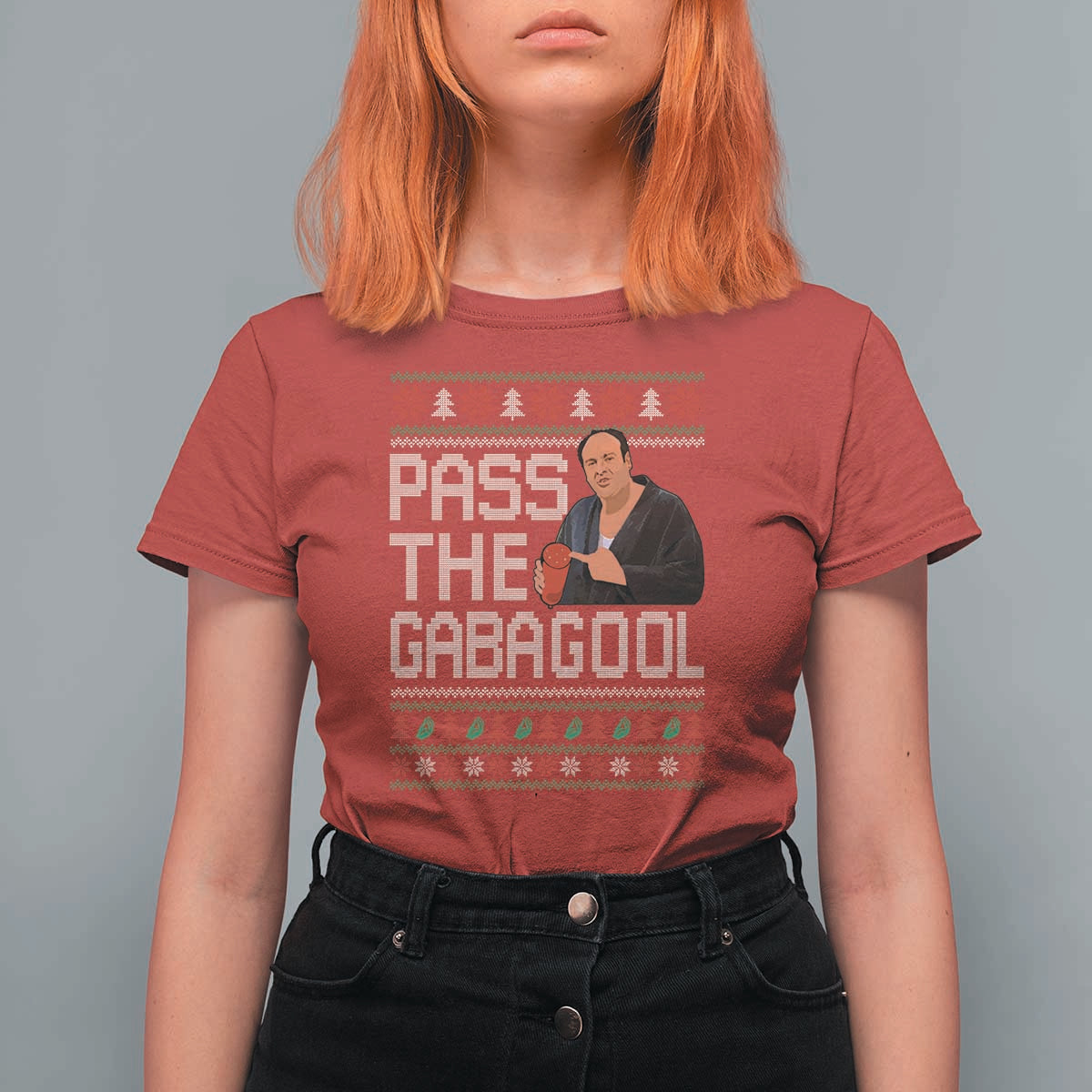 Funny Pass The Gabagool Christmas T Shirt For Women Italian Food Xmas Mafia Movie - Wonder Print Shop