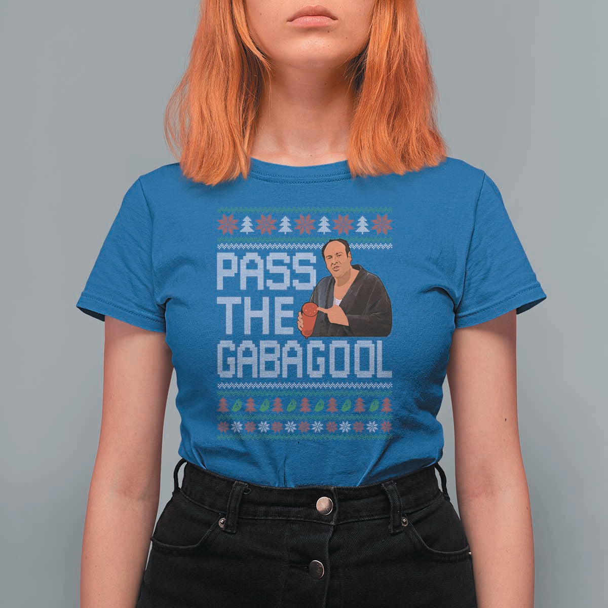 Funny Pass The Gabagool Christmas T Shirt For Women Italian Food Xmas Mafia Movie - Wonder Print Shop