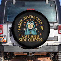 Funny Easily Distracted By Cats And Side Quests Spare Tire Cover RPG Tabletop Gamer - Wonder Print Shop