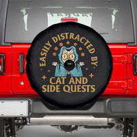 Funny Easily Distracted By Cats And Side Quests Spare Tire Cover RPG Tabletop Gamer - Wonder Print Shop