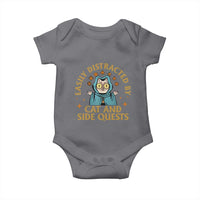 Funny Easily Distracted By Cats And Side Quests Baby Onesie RPG Tabletop Gamer - Wonder Print Shop