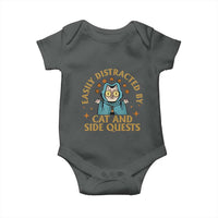 Funny Easily Distracted By Cats And Side Quests Baby Onesie RPG Tabletop Gamer - Wonder Print Shop