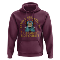 Funny Easily Distracted By Cats And Side Quests Hoodie RPG Tabletop Gamer - Wonder Print Shop
