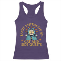 Funny Easily Distracted By Cats And Side Quests Racerback Tank Top RPG Tabletop Gamer - Wonder Print Shop