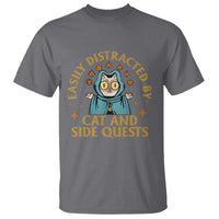Funny Easily Distracted By Cats And Side Quests T Shirt RPG Tabletop Gamer - Wonder Print Shop