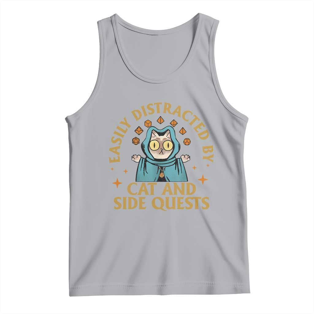 Funny Easily Distracted By Cats And Side Quests Tank Top RPG Tabletop Gamer - Wonder Print Shop