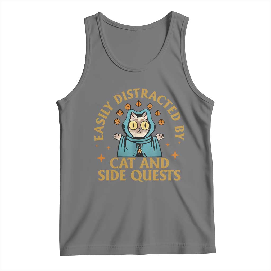 Funny Easily Distracted By Cats And Side Quests Tank Top RPG Tabletop Gamer - Wonder Print Shop