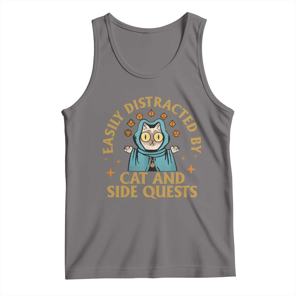 Funny Easily Distracted By Cats And Side Quests Tank Top RPG Tabletop Gamer - Wonder Print Shop
