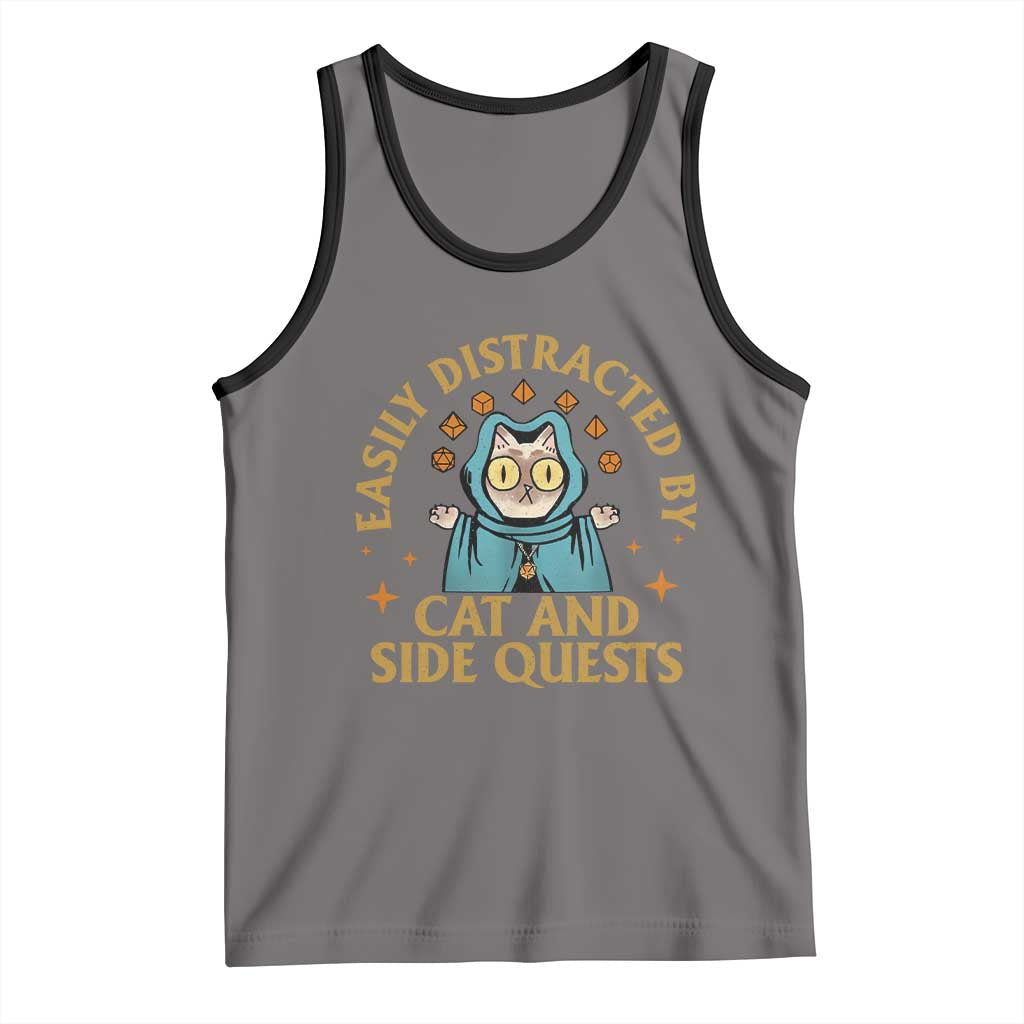 Funny Easily Distracted By Cats And Side Quests Tank Top RPG Tabletop Gamer - Wonder Print Shop