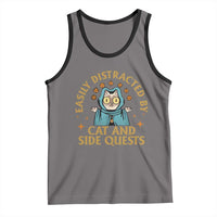 Funny Easily Distracted By Cats And Side Quests Tank Top RPG Tabletop Gamer - Wonder Print Shop