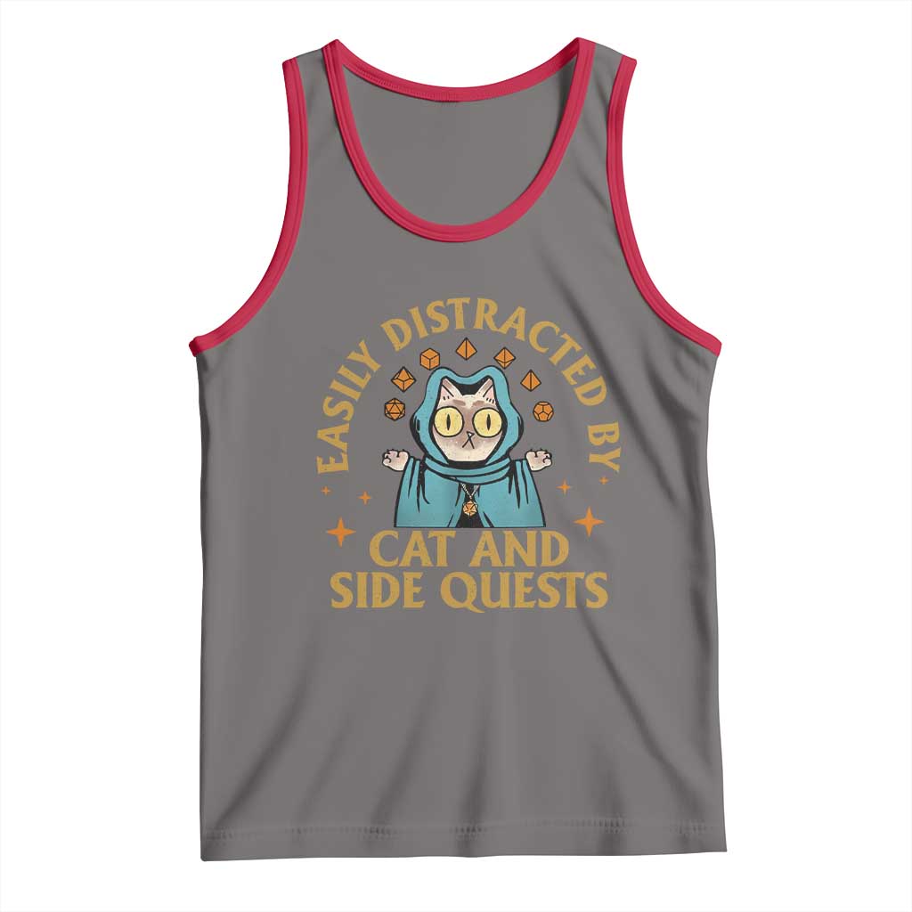 Funny Easily Distracted By Cats And Side Quests Tank Top RPG Tabletop Gamer - Wonder Print Shop