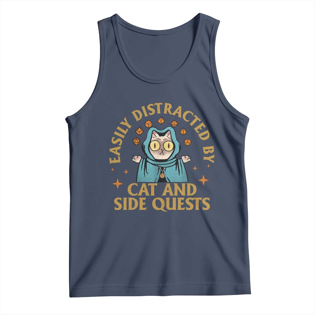 Funny Easily Distracted By Cats And Side Quests Tank Top RPG Tabletop Gamer - Wonder Print Shop