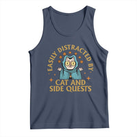 Funny Easily Distracted By Cats And Side Quests Tank Top RPG Tabletop Gamer - Wonder Print Shop