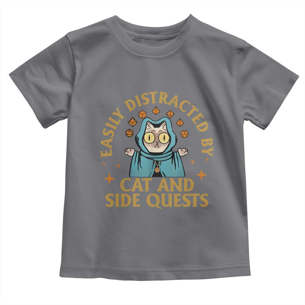 Funny Easily Distracted By Cats And Side Quests Toddler T Shirt RPG Tabletop Gamer - Wonder Print Shop