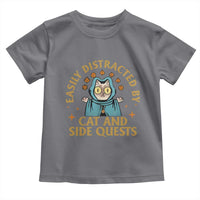 Funny Easily Distracted By Cats And Side Quests Toddler T Shirt RPG Tabletop Gamer - Wonder Print Shop
