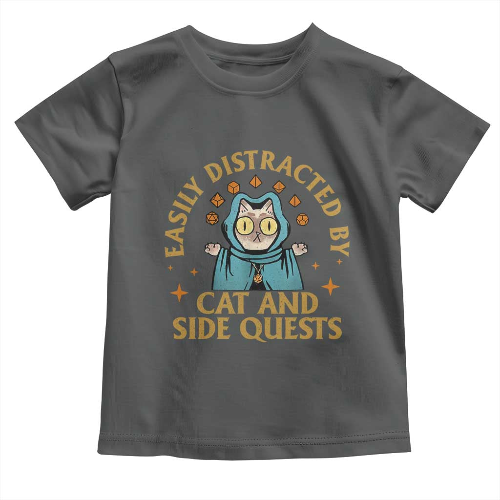 Funny Easily Distracted By Cats And Side Quests Toddler T Shirt RPG Tabletop Gamer - Wonder Print Shop