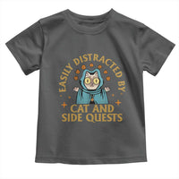 Funny Easily Distracted By Cats And Side Quests Toddler T Shirt RPG Tabletop Gamer - Wonder Print Shop