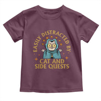 Funny Easily Distracted By Cats And Side Quests Toddler T Shirt RPG Tabletop Gamer - Wonder Print Shop