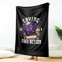 Funny RPG Gamer Crying Is A Free Action Throw Blanket Vintage D20 Side Quests Tabletop - Wonder Print Shop